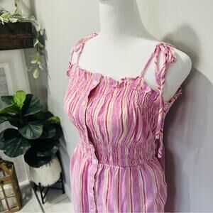 Universal Thread Maxi dress with tie shoulders, pink/red stripe, size medium